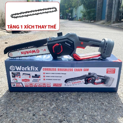 [KÈM XÍCH THAY THẾ] Máy Cưa Xích Pin WORKFIX WF-CS08BL, Công Suất 600w, Chiều Dài Lam Xích 8 inch, Không Chổi Than