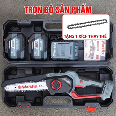 [KÈM XÍCH THAY THẾ] Máy Cưa Xích Pin WORKFIX WF-CS08BL, Công Suất 600w, Chiều Dài Lam Xích 8 inch, Không Chổi Than