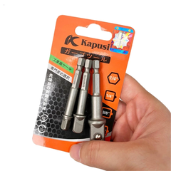 Bộ 3 đầu chuyển bắt vít sang mở ốc Kapusi K-7844 cho máy khoan điện, máy khoan pin chuôi lục giác