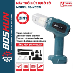 Máy Hút Thổi Bụi Mini BOSHUN BS-VC07L Dùng Pin Chân Phổ Thông M21, Lực 7kpa,Vừa Thổi Vừa Hút, Đi Kèm 3 Lõi Lọc