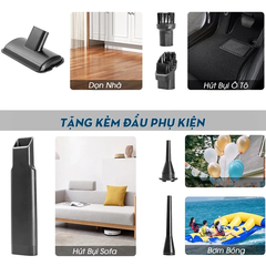 Máy Hút Thổi Bụi Mini BOSHUN BS-VC07L Dùng Pin Chân Phổ Thông M21, Lực 7kpa,Vừa Thổi Vừa Hút, Đi Kèm 3 Lõi Lọc