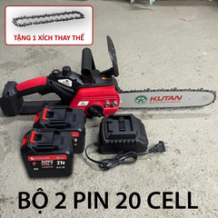 [KÈM XÍCH THAY THẾ] Máy Cưa xích Pin KUTAN 12 inch, Bộ 2 Pin 20 Cell 8 Mosfet Không Chổi Than, Chỉnh Lam Ngoài