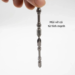 Mũi vít PH2 chống trượt S2 hộp xanh Mũi bắn vít 2 đầu PH2 bake chữ thập từ tính cao, chân lục giác ngắn 6.35mm tiện dụng