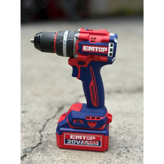 Máy Khoan Pin 13 Ly EMTOP Máy 3 Chức Năng Công Xuất 95Nm ECIDL20968, Động Cơ Không Chổi Than Tặng Kèm Bộ Phụ Kiện 11 Món