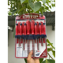 Bộ Tua Vít 12 Chi Tiết EMTOP ESST1201, Thép CRV Siêu Bền
