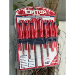 Bộ Tua Vít 12 Chi Tiết EMTOP ESST1201, Thép CRV Siêu Bền