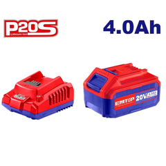 Combo Pin Sạc EMTOP 1 Pin 20V 4.0Ah, 1 Sạc 20V 2A EMTOP ELBCPK1012