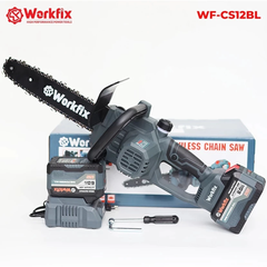 [KÈM XÍCH THAY THẾ] Máy cưa xích pin WORKFIX WF-CS12BL Màu Xám, Động cơ Không chổi than, Chiều dài lam 28cm