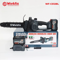 [KÈM XÍCH THAY THẾ] Máy cưa xích pin WORKFIX WF-CS12BL Màu Xám, Động cơ Không chổi than, Chiều dài lam 28cm