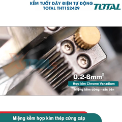 Kìm Tuốt Dây Điện Tự Động Thông Minh TOTAL THT152429 Phát Hiện Điện Áp Không Tiếp Xúc, Dùng Tuốt, Cắt, Uốn Dây Điện 4in1