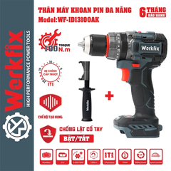 Máy Khoan Pin WORKFIX WF-ID13100AK Anti Kickback + Tạo Xung, Lực Siết 100Nm, Động Cơ Không Chổi Than Đầu Kẹp 13mm