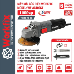 [TẶNG 1 LƯỠI ĐA NĂNG] Máy Mài Cầm Tay WORKFIX WF-AG100CT, Máy Mài Điện Công Tắc Cạnh 950W 6 Tốc Độ Chống Khởi Động Lại