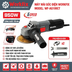 [TẶNG 1 LƯỠI ĐA NĂNG] Máy Mài Cầm Tay WORKFIX WF-AG100CT, Máy Mài Điện Công Tắc Cạnh 950W 6 Tốc Độ Chống Khởi