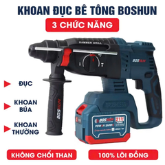Máy Khoan Bê Tông Pin 3 Chức Năng BOSHUN BS-R2803H Chân pin phổ thông, Lực Đập 1.7J, Đầu SDS PLUS