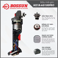 [TẶNG 1 LƯỠI CẮT ĐA NĂNG] Thân Máy mài pin BOSSUN M21B-AG100PRO-Màu Xám, 3 Tốc độ, Tự Ngắt Khi Gặp Sự Cố