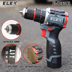 Máy Khoan Pin ELEX EL-ID1610BL, Máy Dùng Pin 16.8V, 3 Chức năng, Không Chổi Than 45Nm, 35 Cấp Trượt, 10mm AUTO LOCK