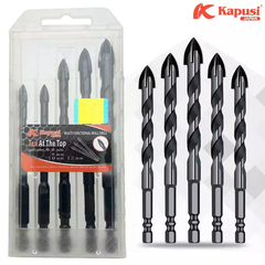 Hộp 5 Mũi Khoan Đa Năng KAPUSI K-3612 Chuôi Lục Giác, Gồm Hai Mũi Cỡ 6mm Và Mũi 8mm, 10mm, 12mm