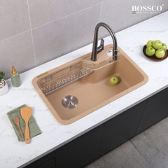 Chậu rửa chén đá 1 hộc bo góc BOSSCO BC-KT8150VK Vàng Kem Kim Sa