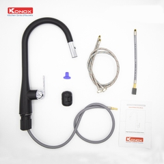 Vòi rửa bát dây rút Konox Curva Black