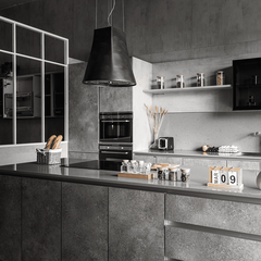 Máy hút mùi gắn trần đảo Malloca ADEL P3810 sơn hiệu ứng Pewter Ý