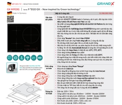 Bếp từ 3 vùng nấu Grandx GX IH933G nhập Đức Nano Carbon 3D - EGO GX