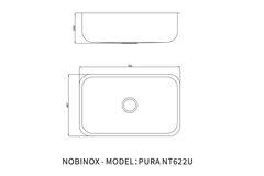 Chậu rửa bát 1 hố Nobinox PURA NT622U - Thiết kế tối giản, Lòng sâu 23cm