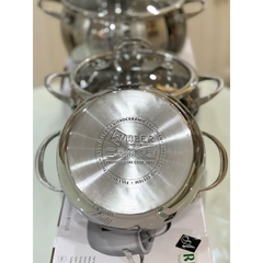 Nồi Đơn Inox 3 Đáy Arber AN-24C 24cm Có Nắp Kính