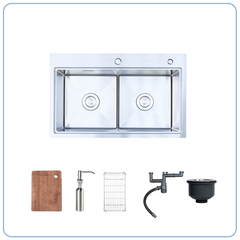 Chậu rửa bát Nobinox Lumia NJ522 - 2 hố cân, Inox 304 Posco cao cấp