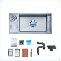 Chậu rửa bát Nobinox LUMIA NJ511B - 980mm, PVD Đen, 1 Hố Size Đại