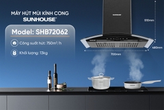 Máy hút mùi kính cong SUNHOUSE SHB72062