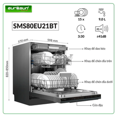 Máy rửa bát Eurosun SMS80EU21BT 15 bộ