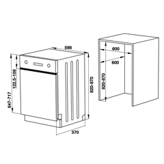 Máy rửa chén bán âm Hafele HDW-HI60B (533.23.210) - 15 Bộ - Thổ Nhĩ Kỳ