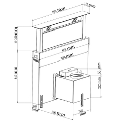 Máy Hút Mùi Âm Bàn Đá Bauer BC 90HF - Down Draft Glass