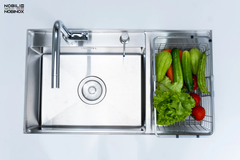 Chậu rửa bát Nobinox LUMIA NJ558B - 1 Hố Có Bàn Chờ, Inox 304 POSCO