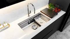 Chậu rửa bát 1 hố Nobinox LIRA NJ562D - Bề mặt Linen chống xước