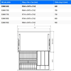 Giá bát đĩa hộp nhôm Eurogold EUM6170G (EMG7570) - Màu Ghi