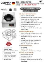 BẾP TỪ CÔNG NGHIỆP FUGER FG X50CC PRO 5000W kính lõm