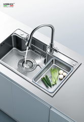 Chậu rửa bát 1 hố Nobinox HIGON NH905 - Thiết kế Nhật Bản có bàn chờ