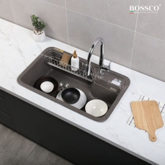 Chậu rửa chén đá 1 hộc bo góc BOSSCO BC-KT8150NKS Nâu Kim Sa