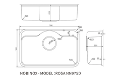 Chậu rửa bát 1 hố Nobinox ROSA NN975D - Vân siêu mịn chống xước