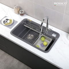 Chậu rửa chén đá 1 hộc bo góc BOSSCO BC-KT8150XĐ Xám Đen