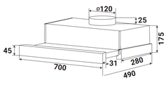 Máy Hút Mùi Âm Tủ KAFF KF-TL7001W 70cm