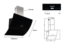 Máy hút mùi KOCHER K-2080E - Vát kính tự động - Siêu êm 46dB