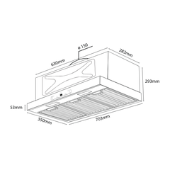 Máy hút mùi Turbo X-350D - Âm tủ thế hệ mới - Cảm biến vẫy tay