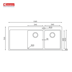 Chậu rửa bát Konox Miro 1160 - nhập Thổ Nhĩ Kỳ
