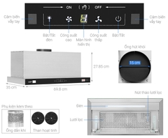 Máy Hút Mùi KAFF KF-TH1700S - Âm Tủ Vẫy Tay Smart