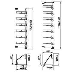 Rổ xoay Hafele KARA VARIO 595.82.815 - Hệ tủ đồ khô 7 tầng