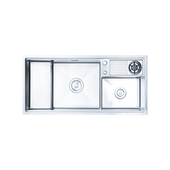 Chậu rửa bát Nobinox Razia NJ577 - 2 hố lệch Size Đại, Tích hợp Xịt cốc