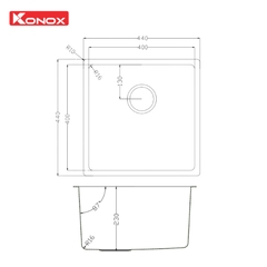 Chậu Rửa Bát Konox Tari 400SM Phong Cách Nhật: Inox 304 Bề Mặt Mịn