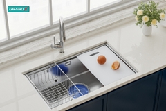 Chậu rửa bát GrandX GX7846S Smooth - Inox 304 Handmade Cao Cấp
